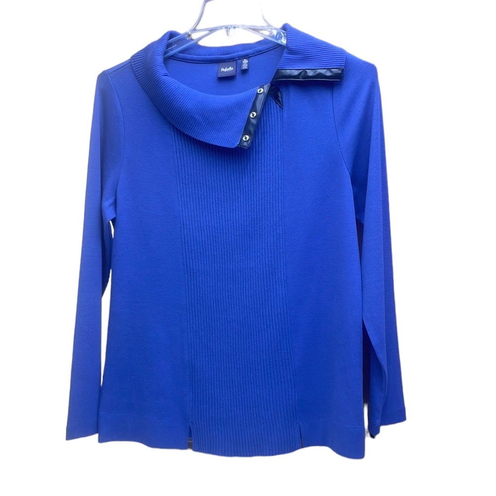 Rafaella Blue Long Sleeve Sweater With Black Detail Size XL